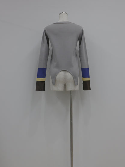 配色スリーブニットトップス