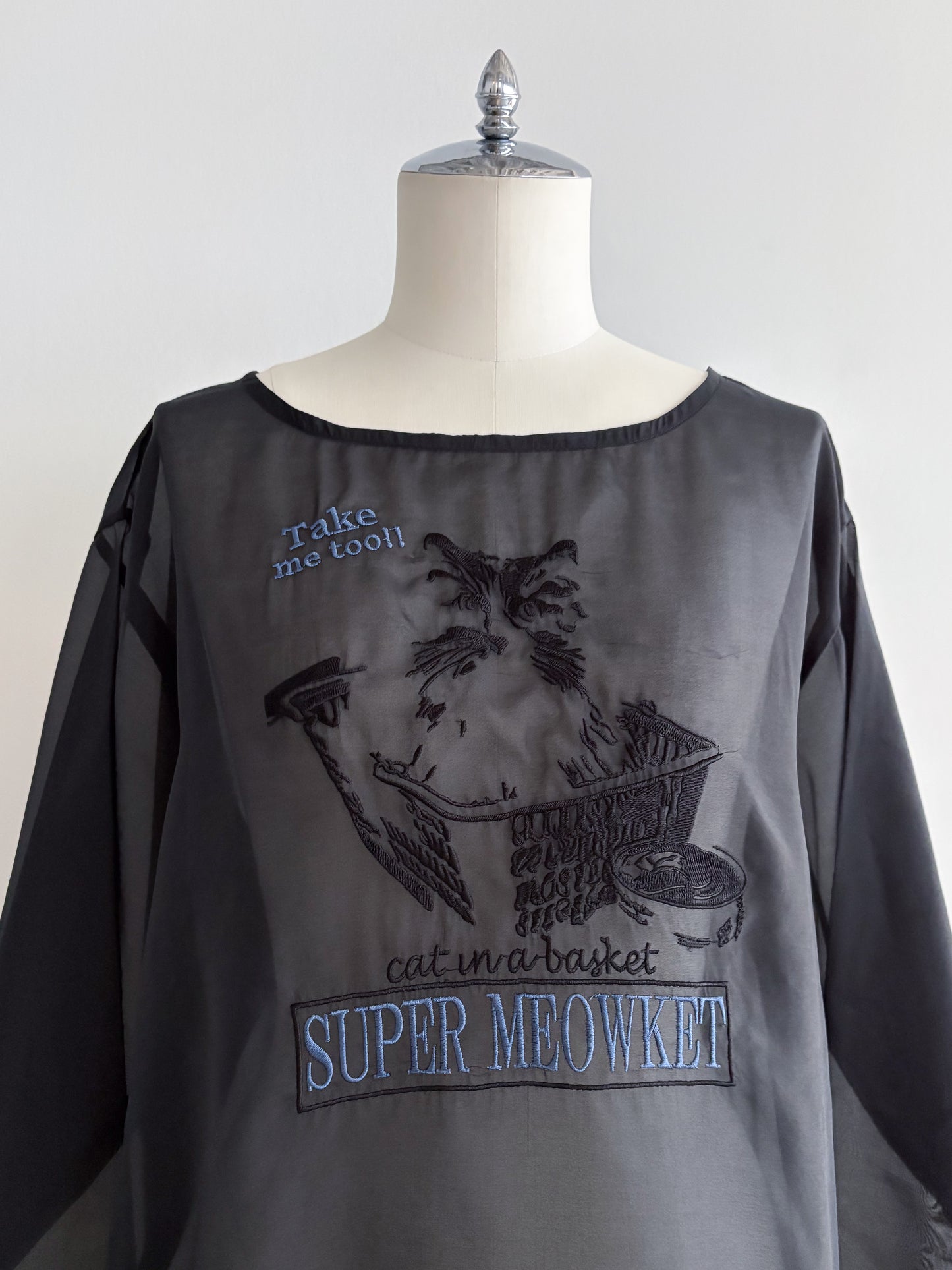 eru　【オリジナル図案】CAT 刺繍レイヤードロングスリーブTシャツ