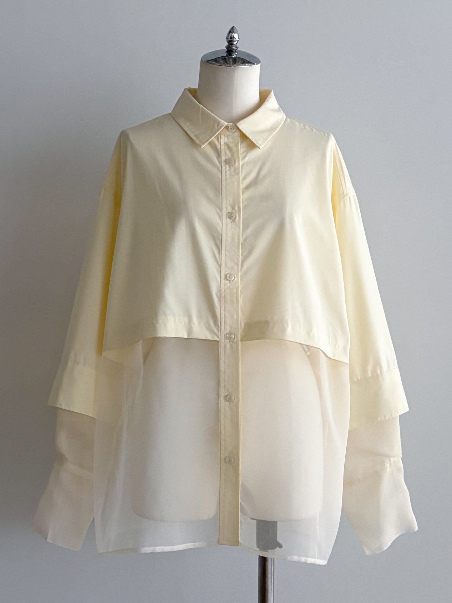 Pqran　シアー切替シャツ