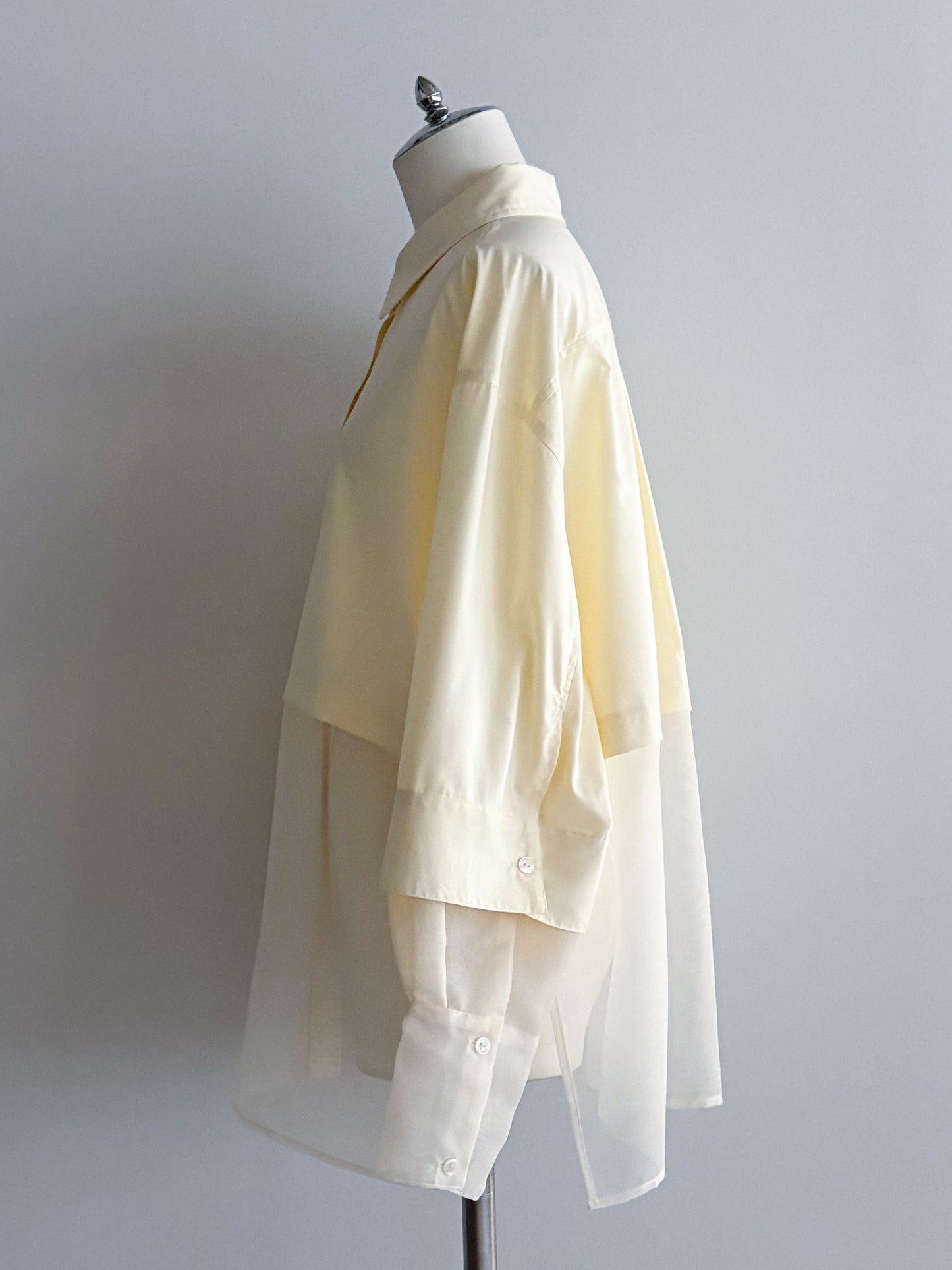 Pqran　シアー切替シャツ