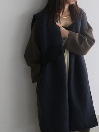 配色ロングコート