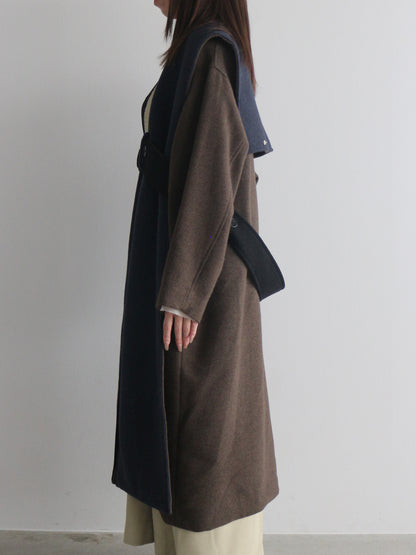 配色ロングコート