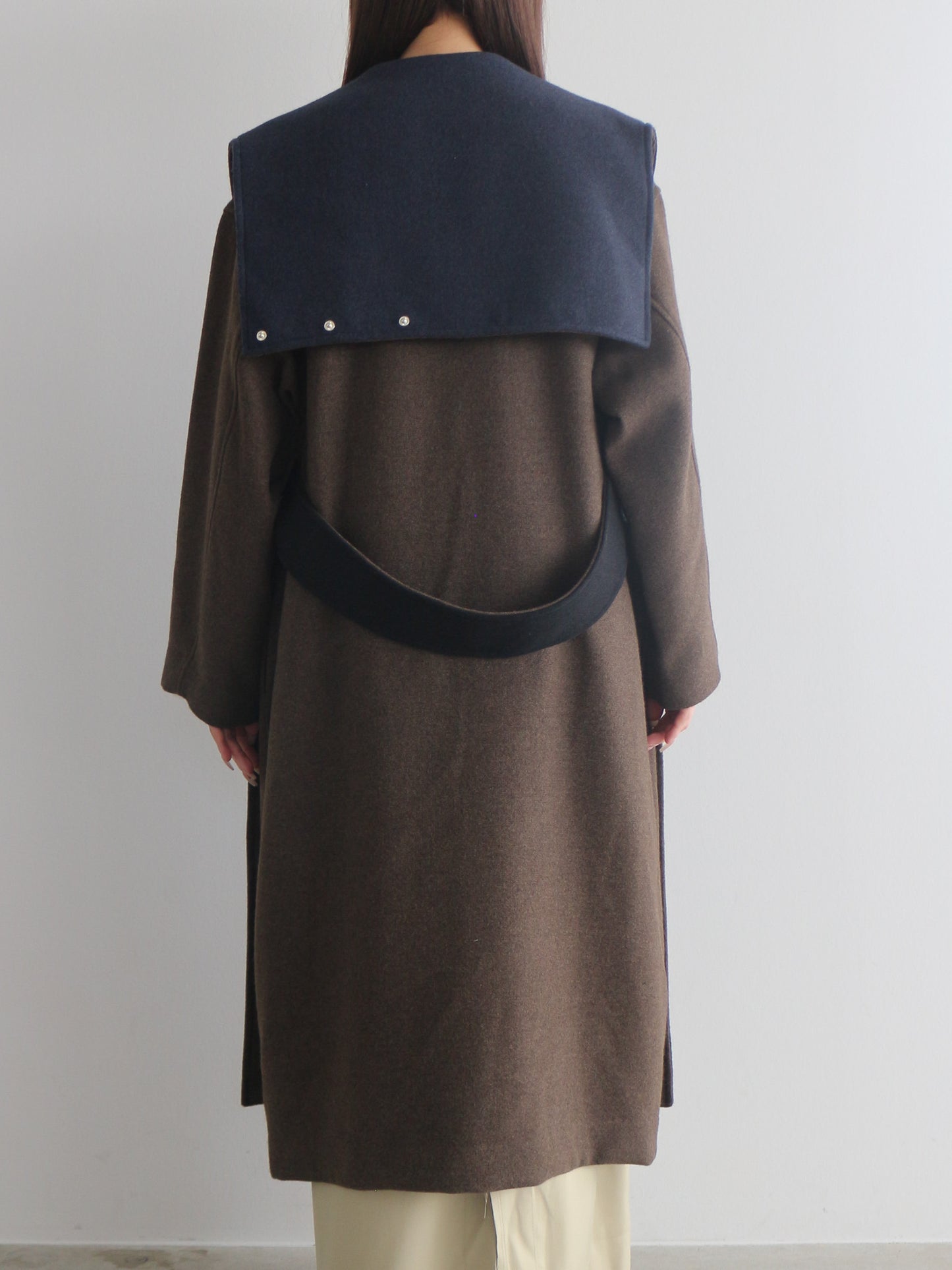 配色ロングコート