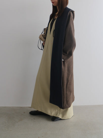 配色ロングコート