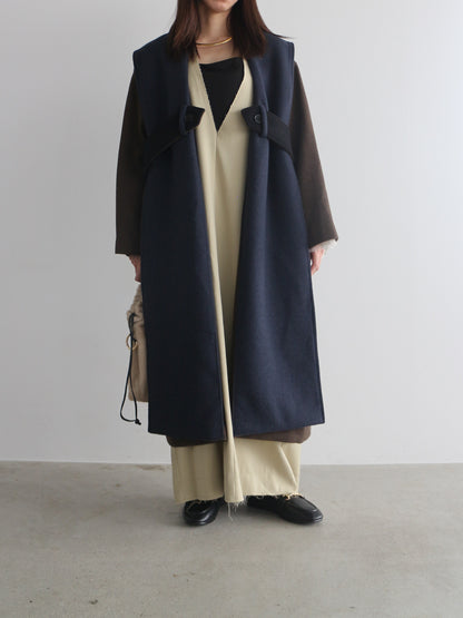 配色ロングコート