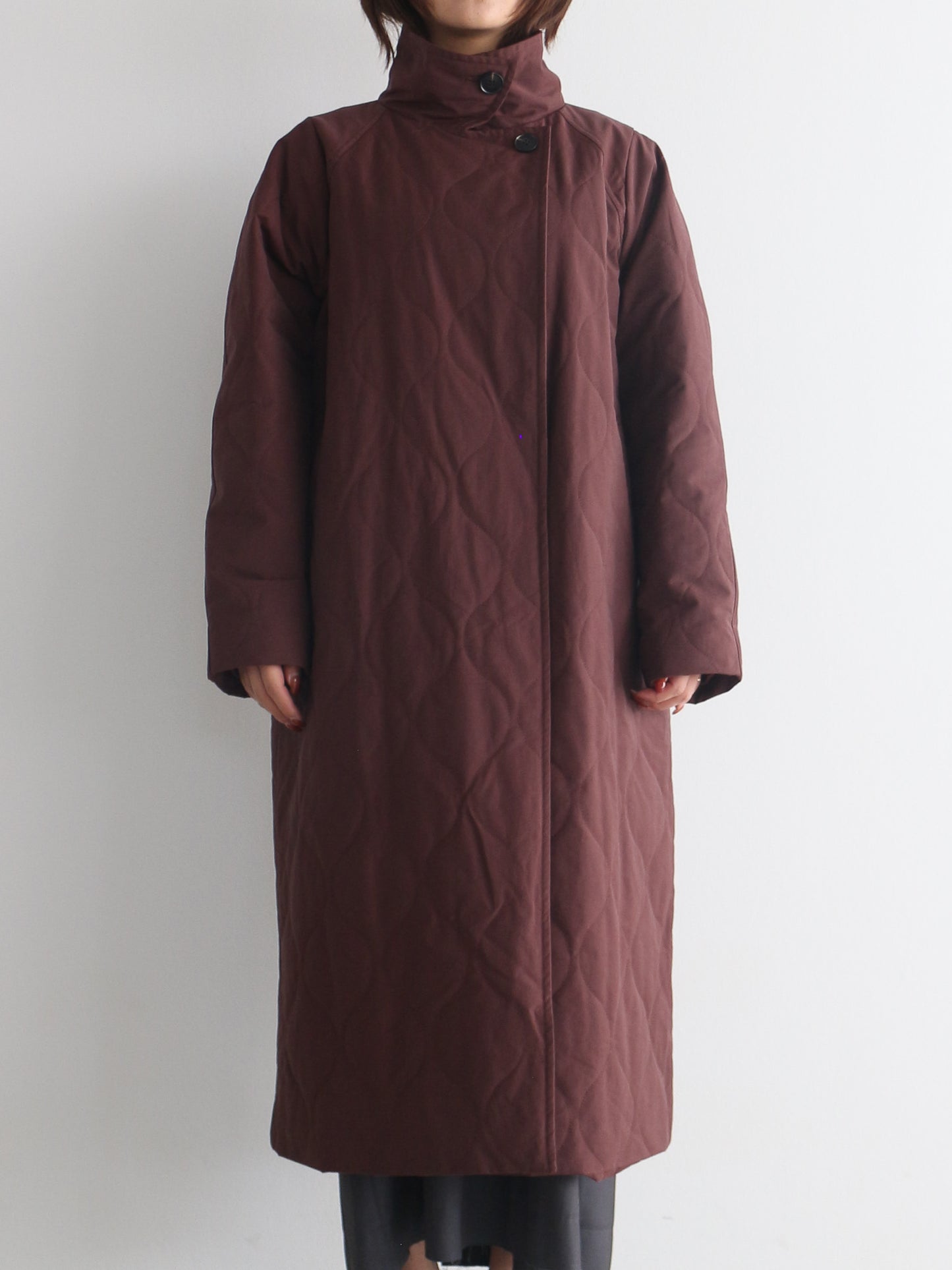 ストール付きキルティングコート