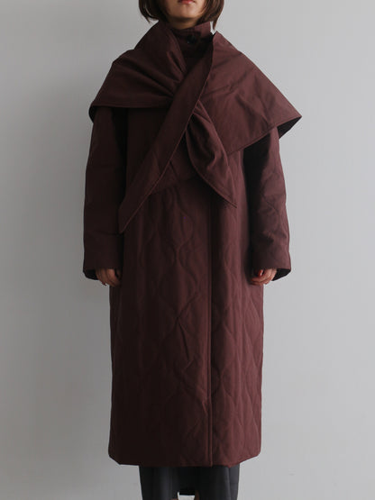 ストール付きキルティングコート