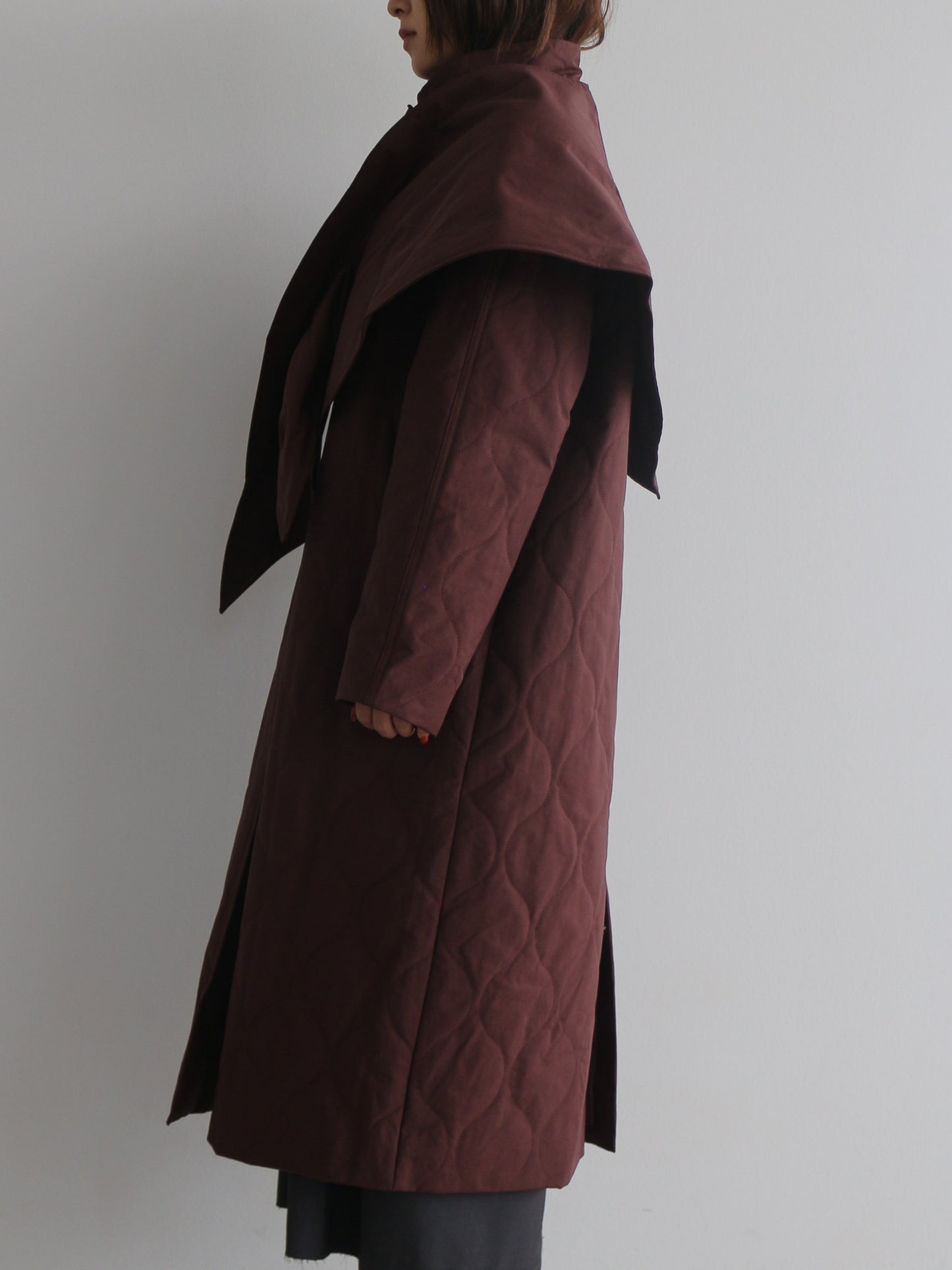 ストール付きキルティングコート