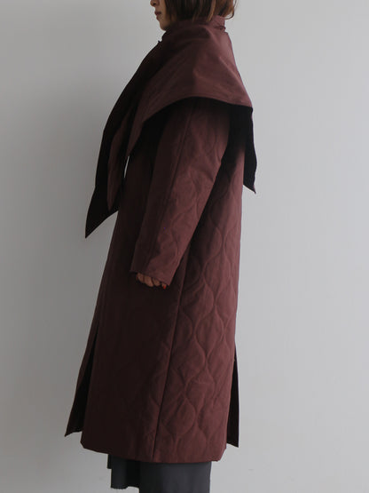 ストール付きキルティングコート