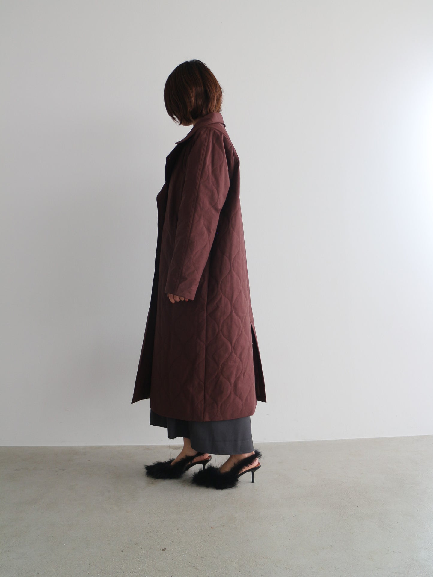 ストール付きキルティングコート