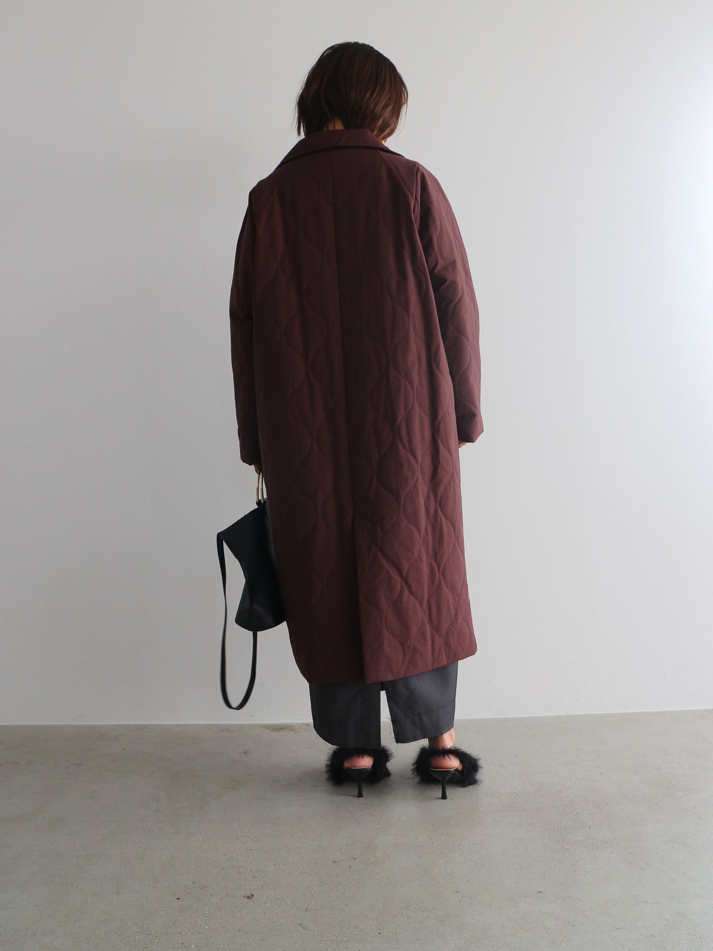 ストール付きキルティングコート