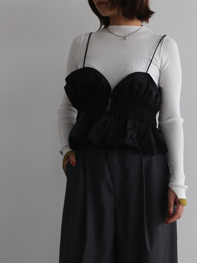 Pqran　【前後着】タフタ×ニットビスチェ