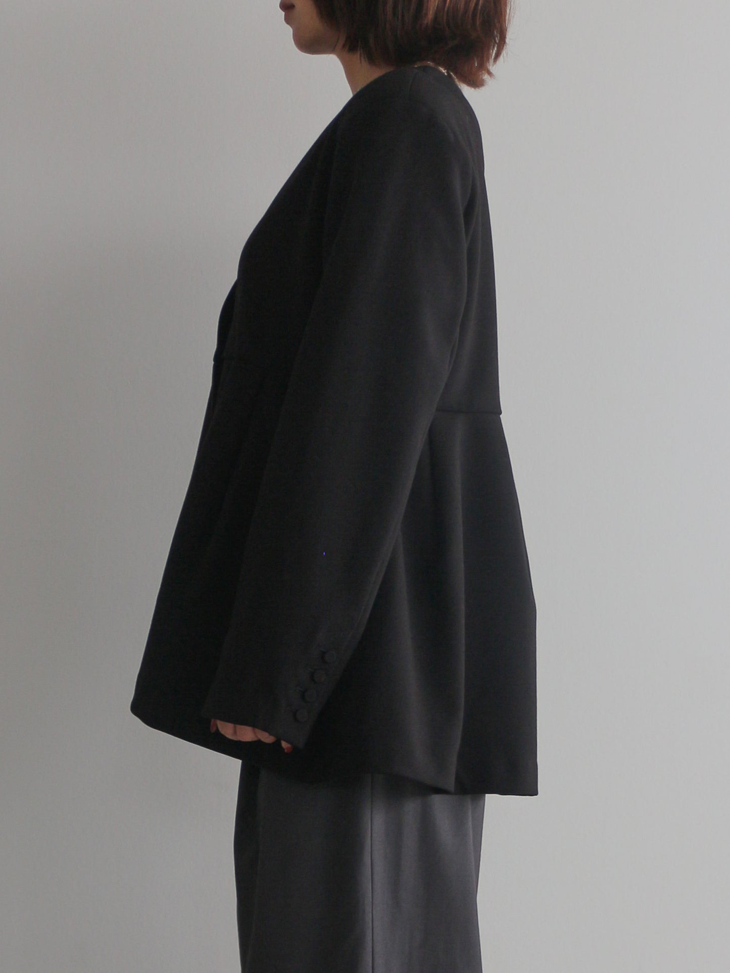 ノーカラーフレアジャケット　