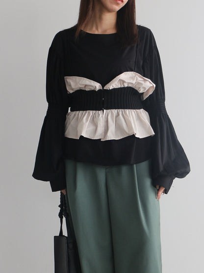 2WAYギャザースリーブT