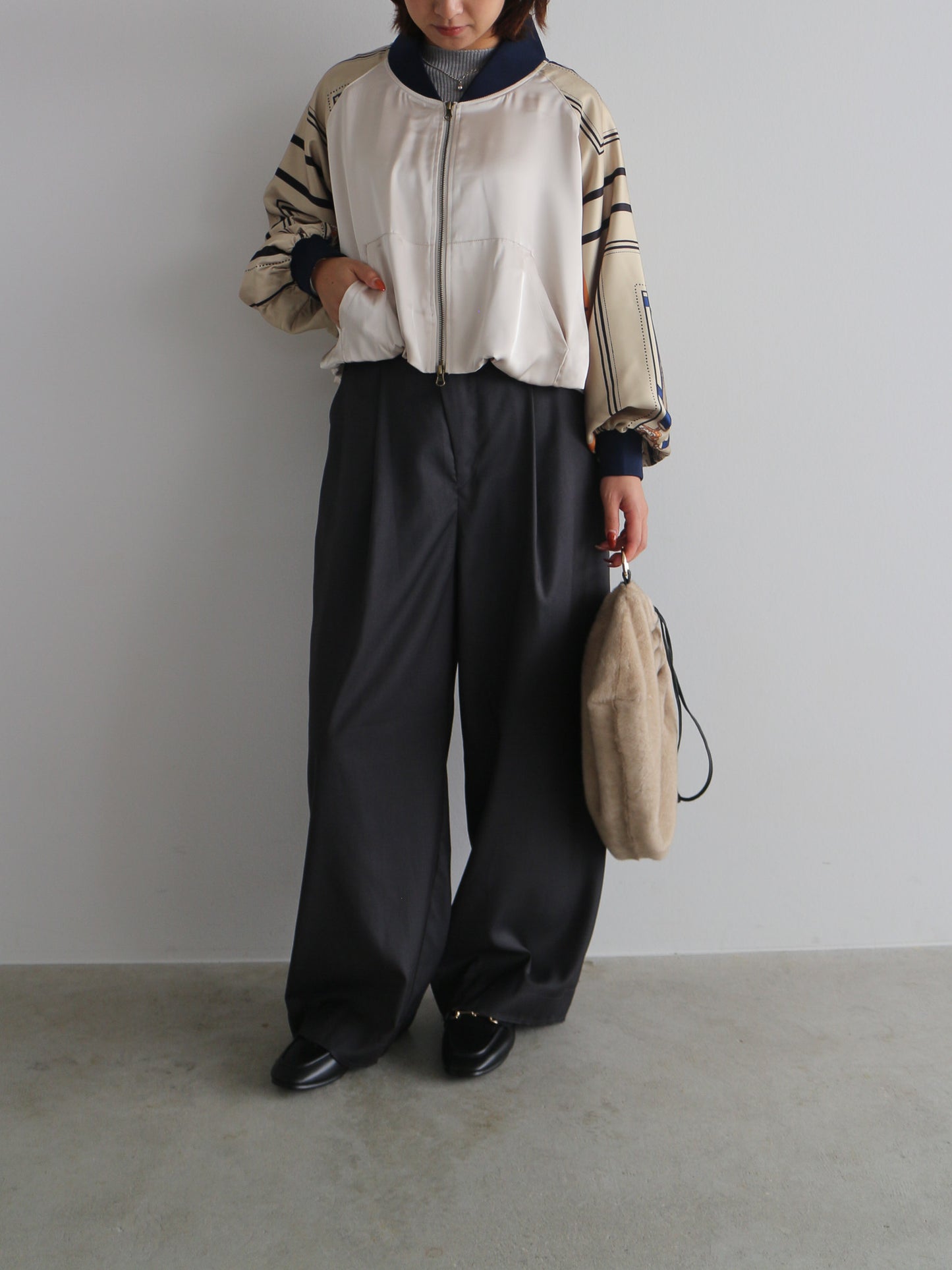 スカーフプリントブルゾン