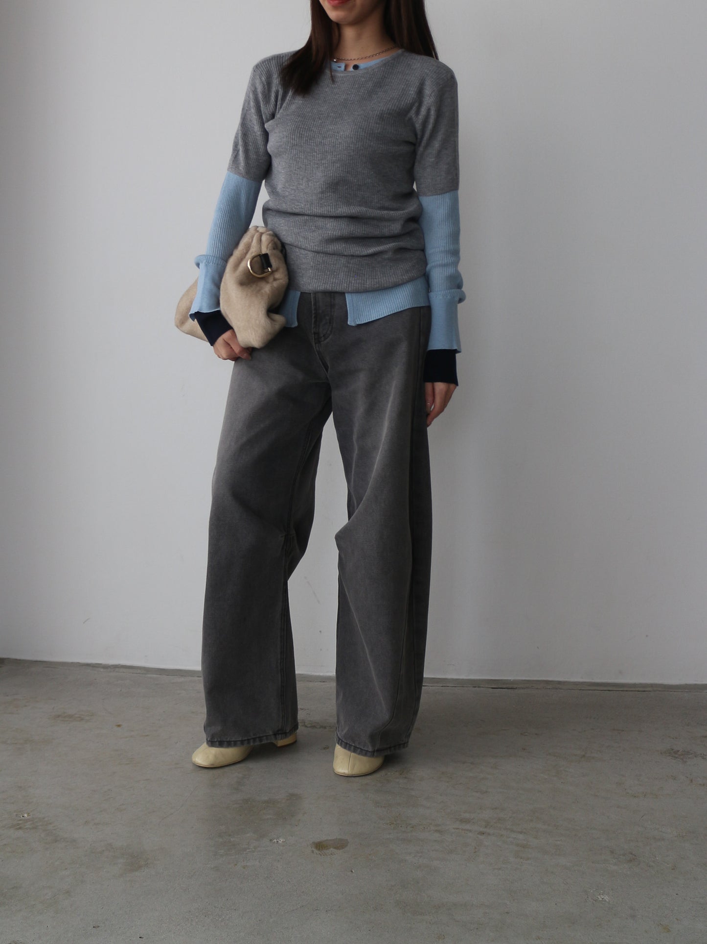 シアーリブカーディガン＆プルオーバーSET