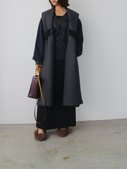 配色ロングコート