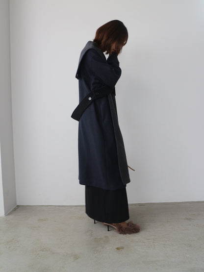 配色ロングコート