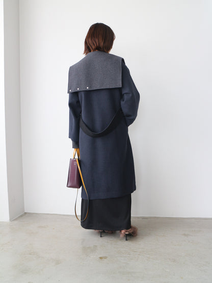 配色ロングコート