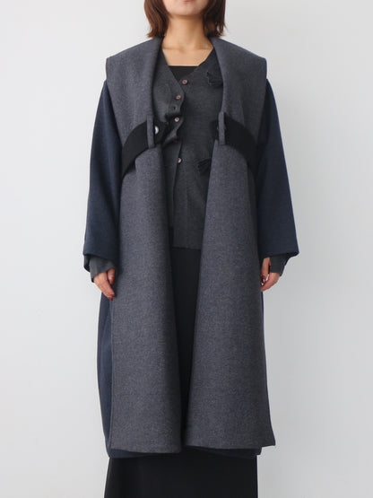 配色ロングコート