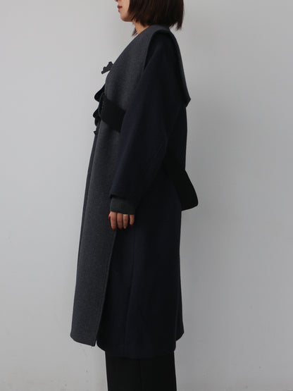 配色ロングコート