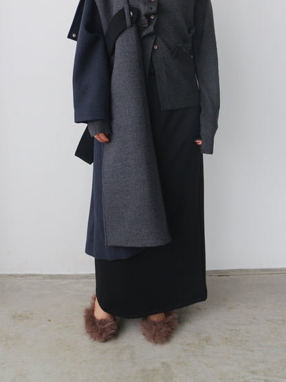 配色ロングコート