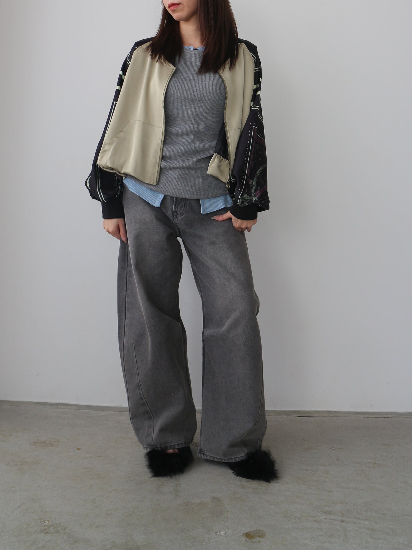 スカーフプリントブルゾン