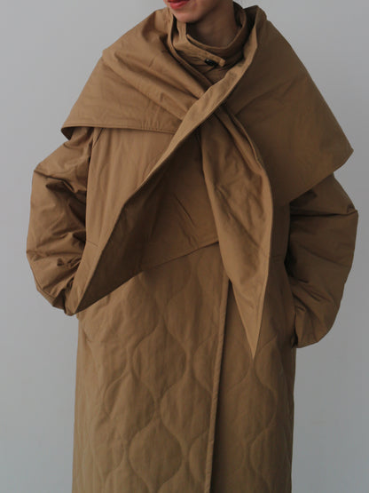 ストール付きキルティングコート