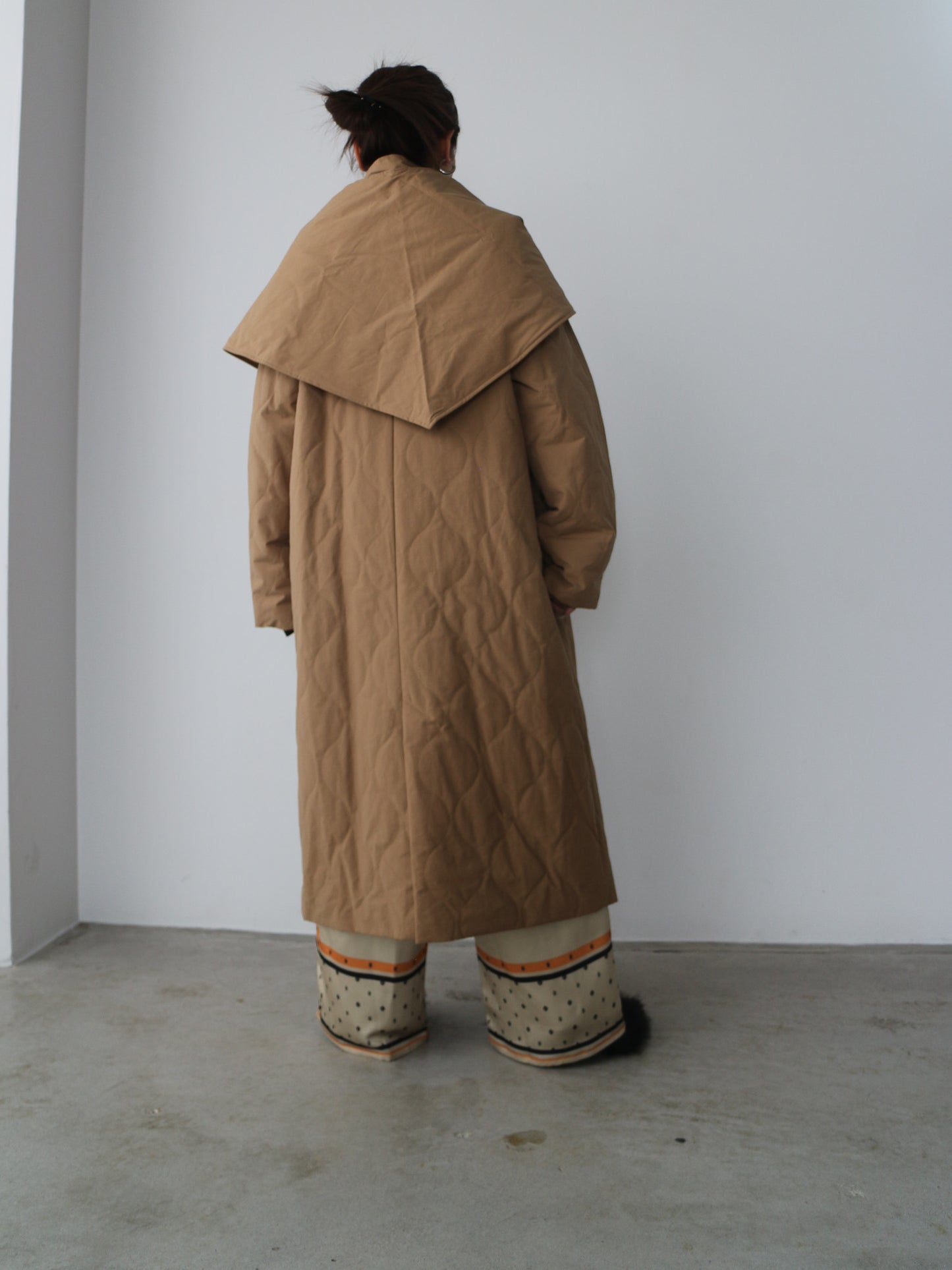 ストール付きキルティングコート