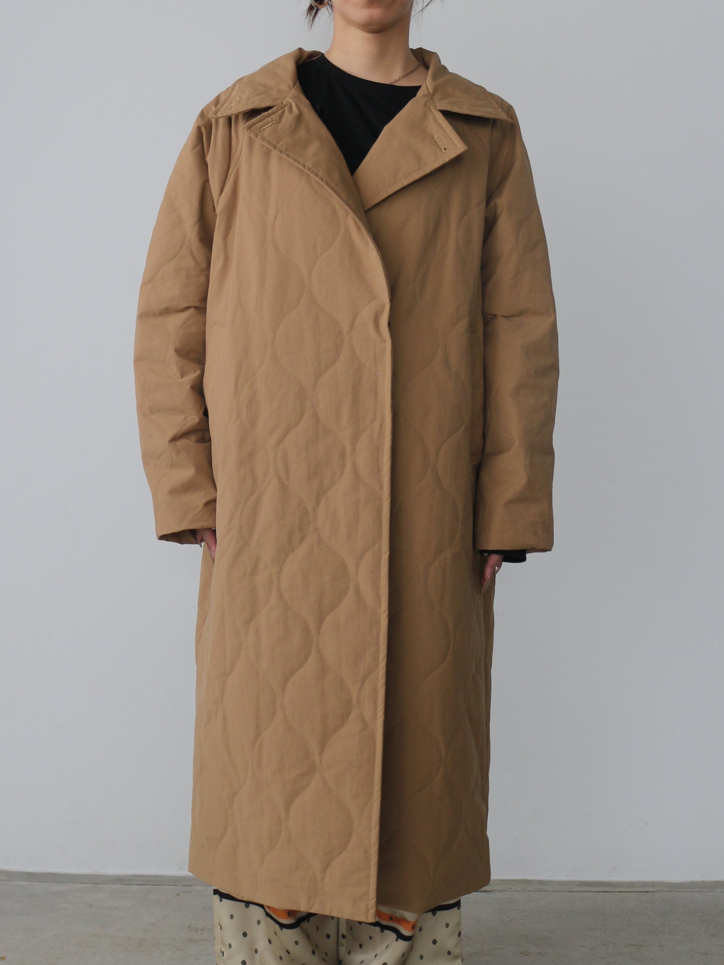 ストール付きキルティングコート