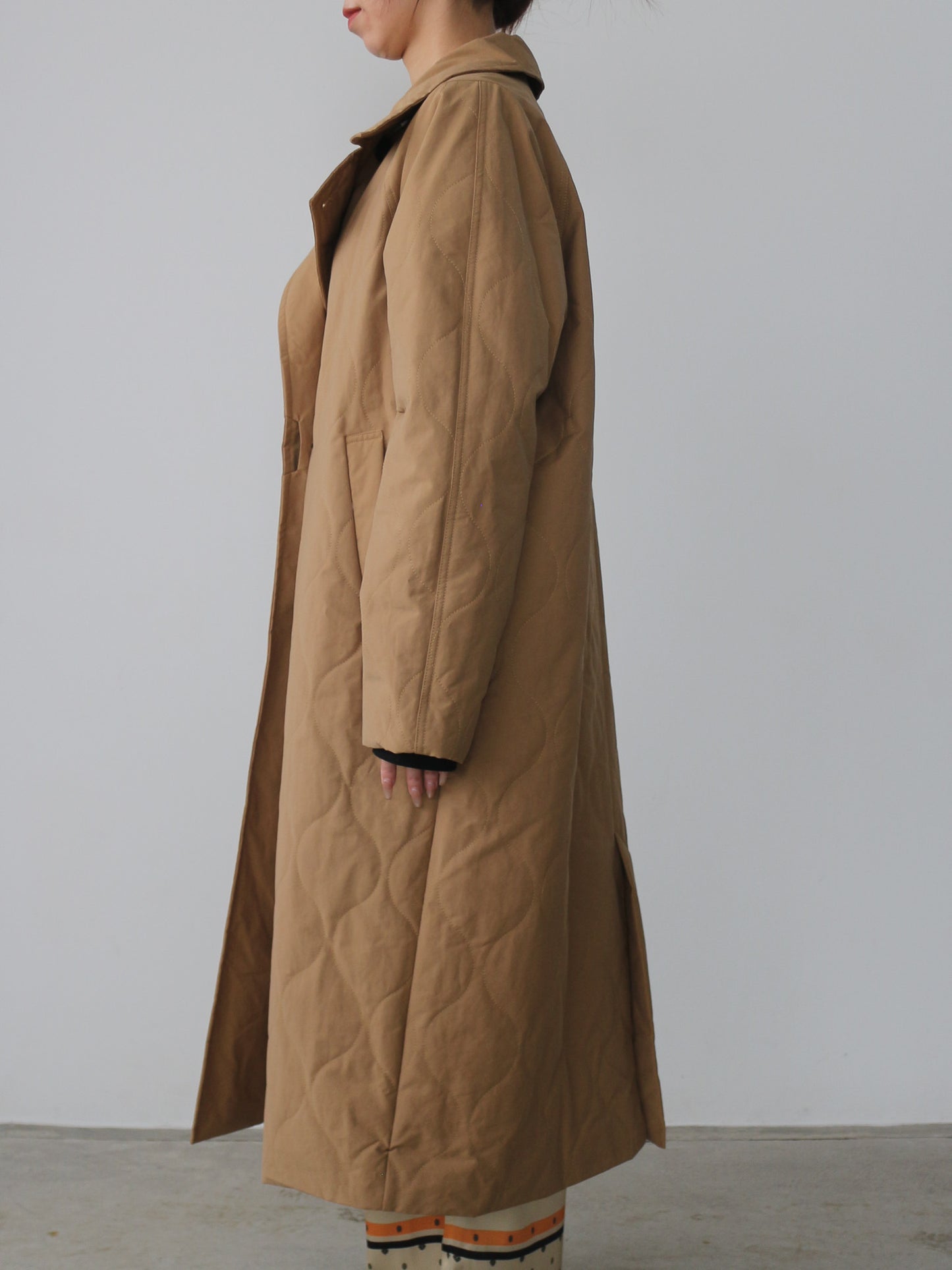 ストール付きキルティングコート