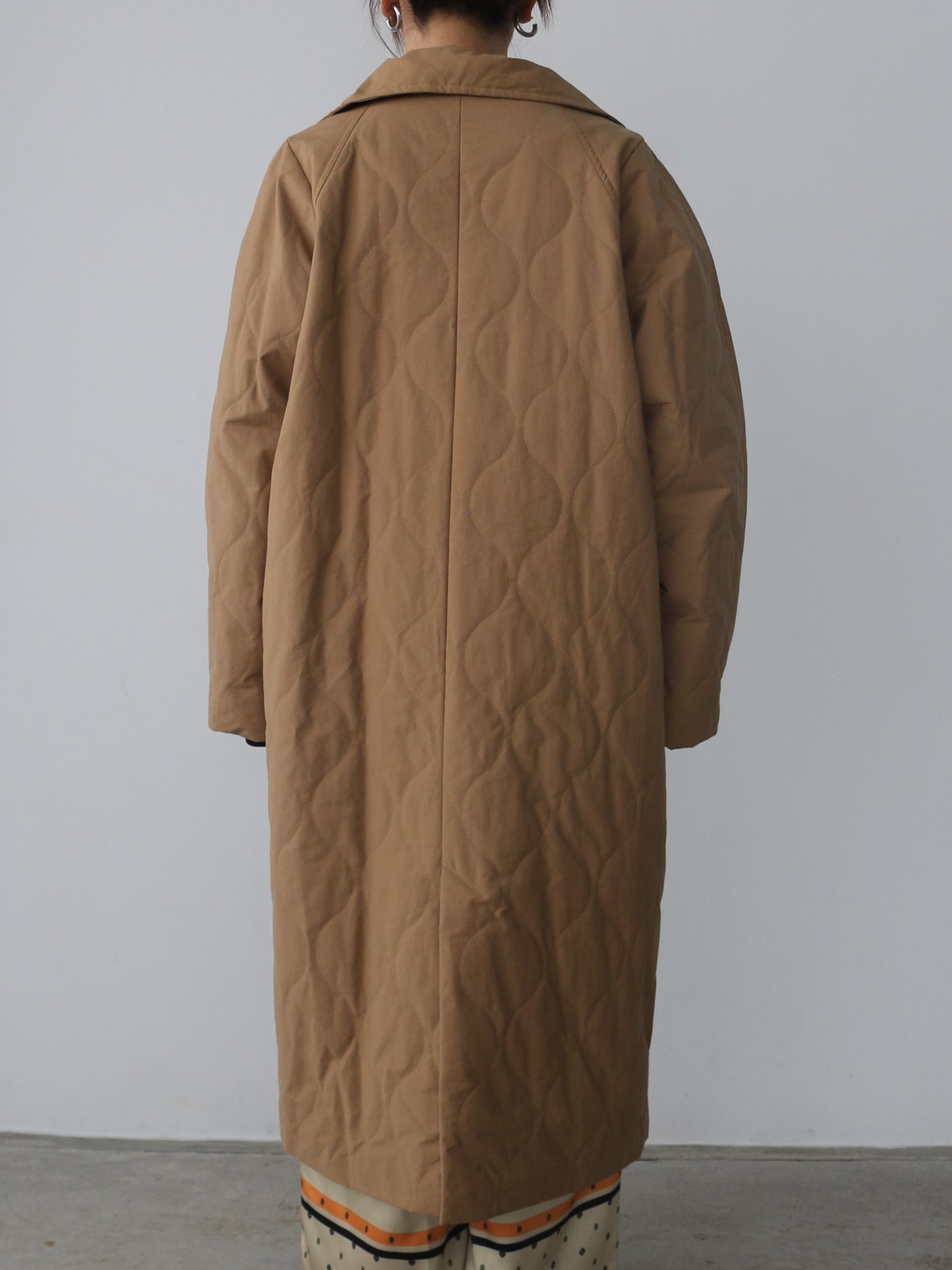ストール付きキルティングコート