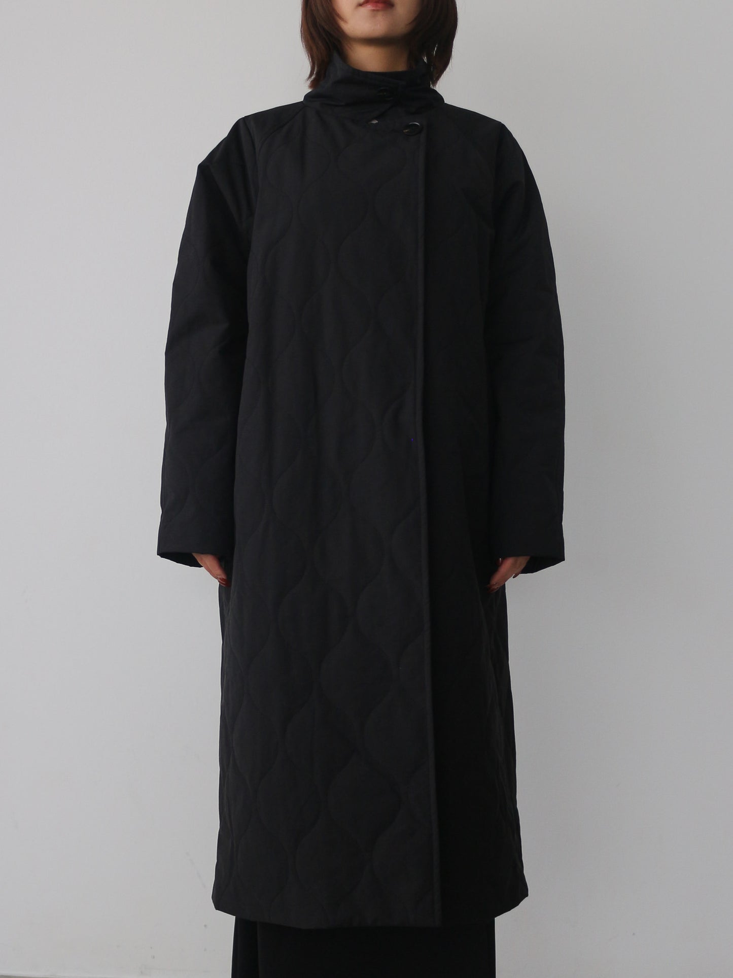 ストール付きキルティングコート