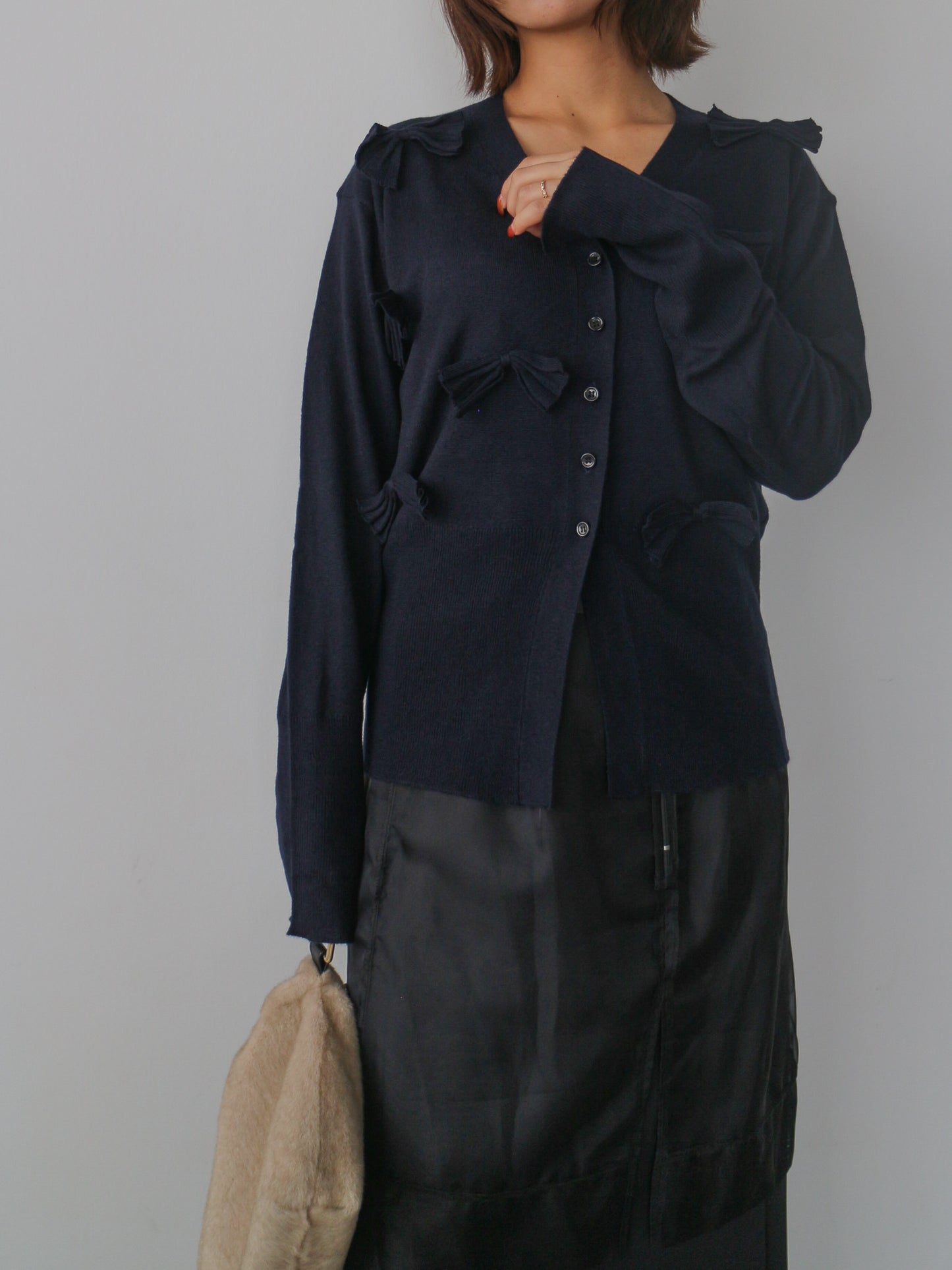 リボンカーディガン