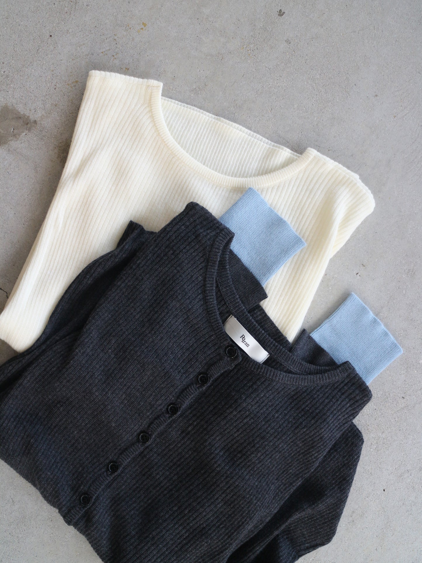 シアーリブカーディガン＆プルオーバーSET