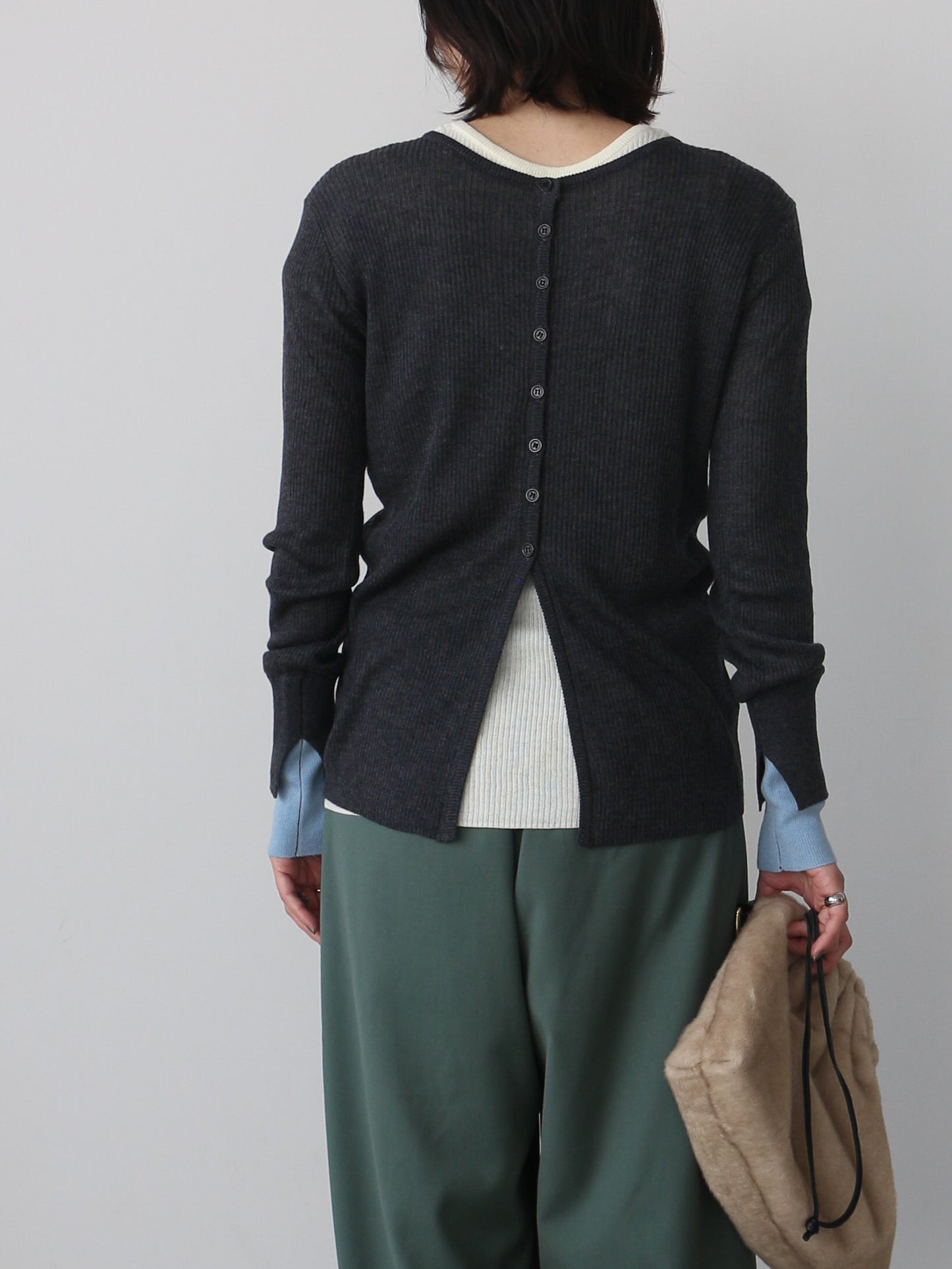 シアーリブカーディガン＆プルオーバーSET