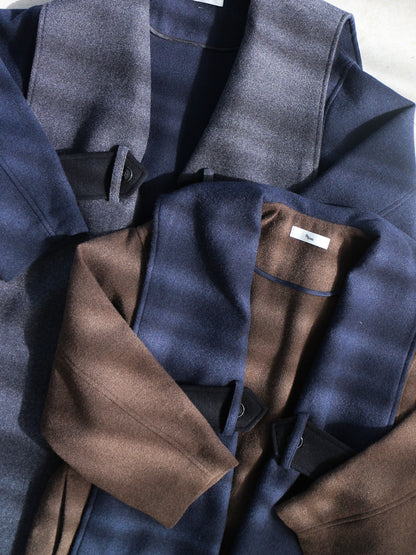 配色ロングコート