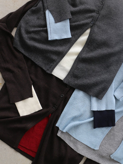 シアーリブカーディガン＆プルオーバーSET