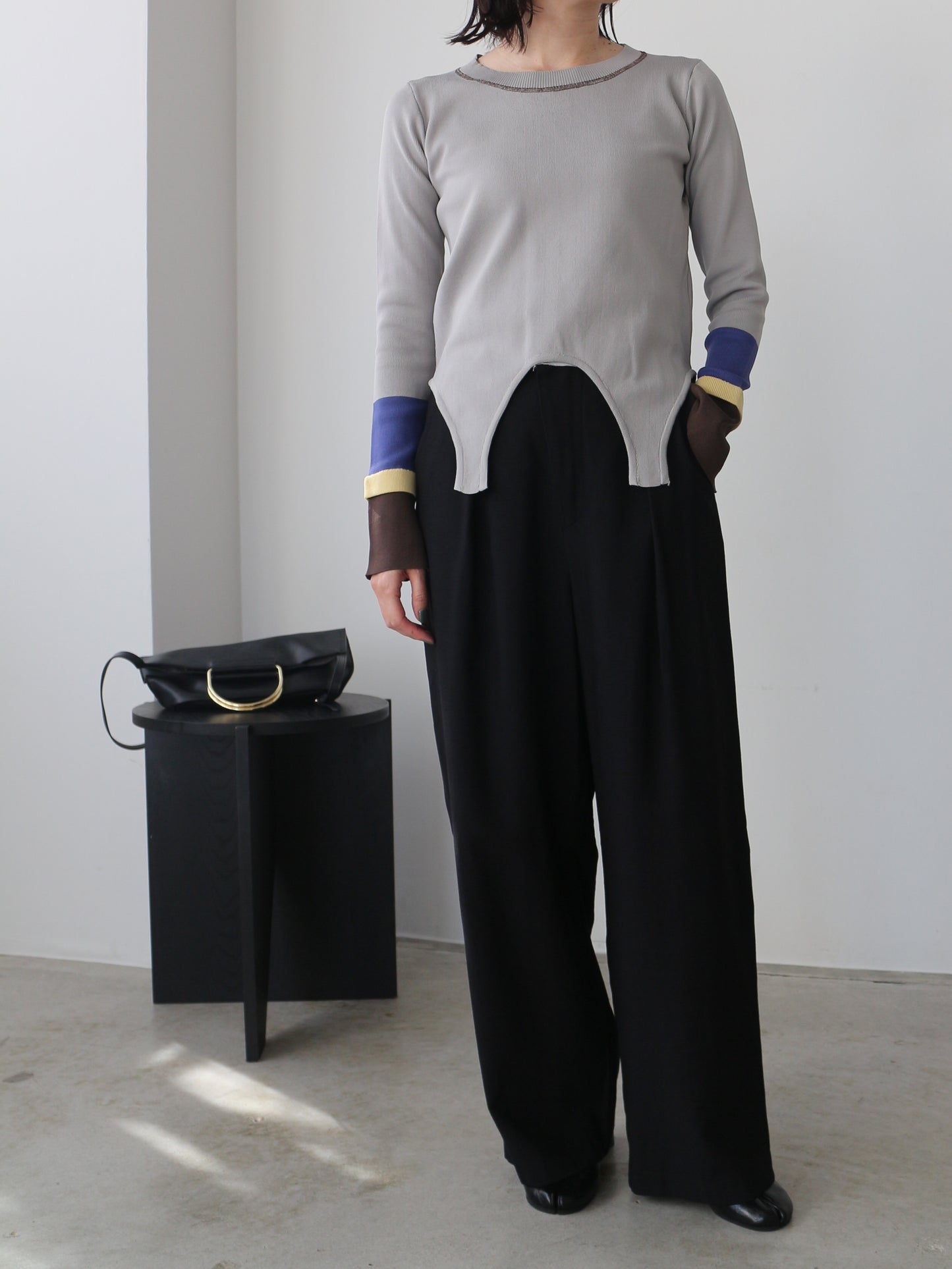 eru　配色スリーブニットトップス