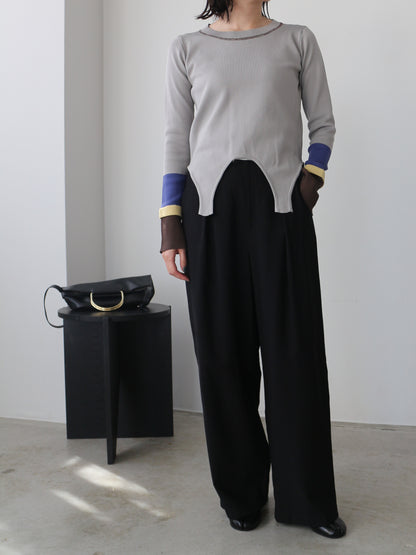 eru　配色スリーブニットトップス