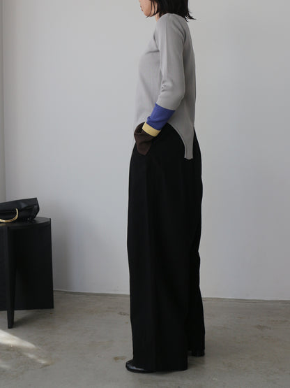 eru　配色スリーブニットトップス