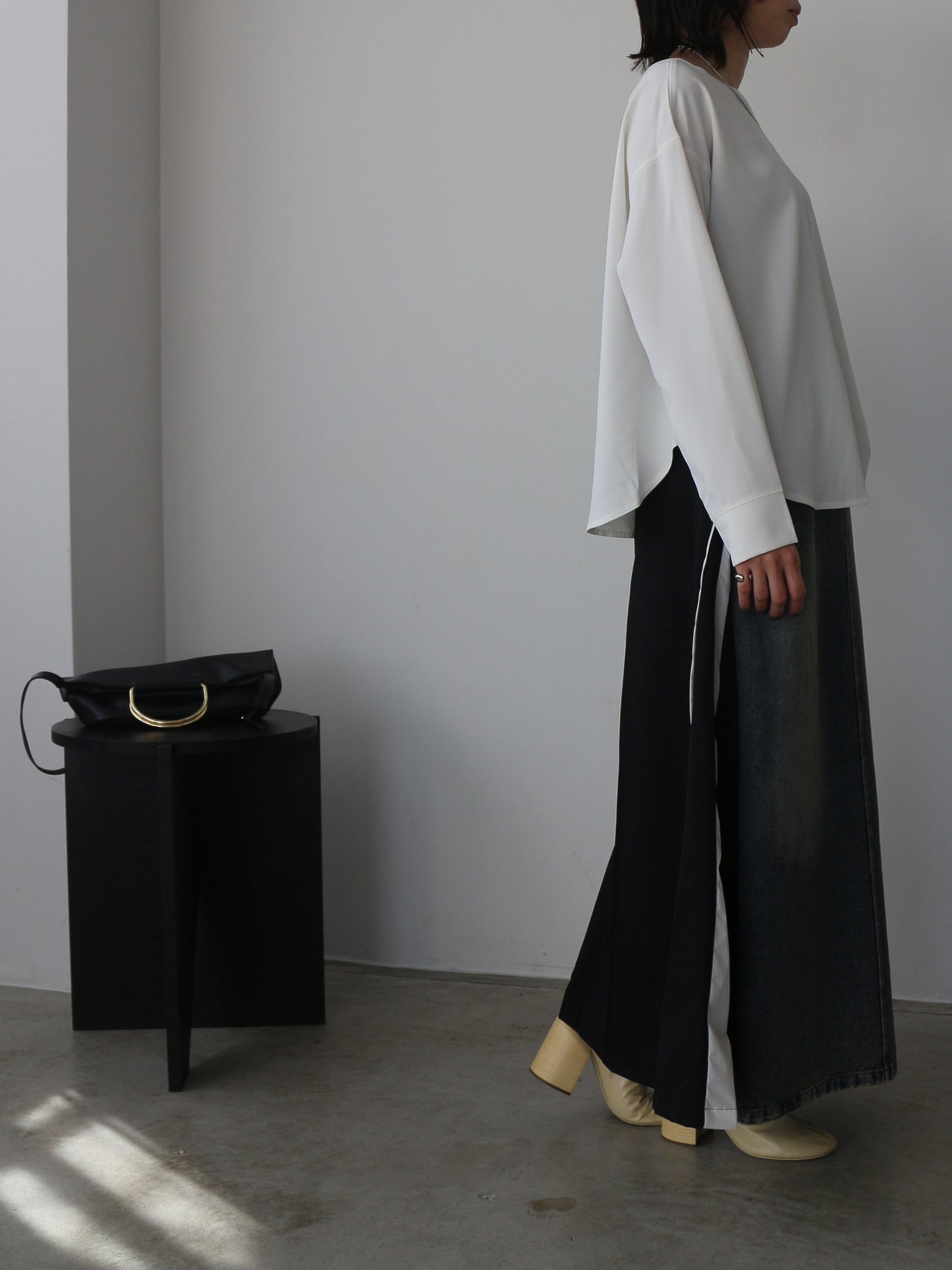 eru　カラーブロッキングデニムスカート