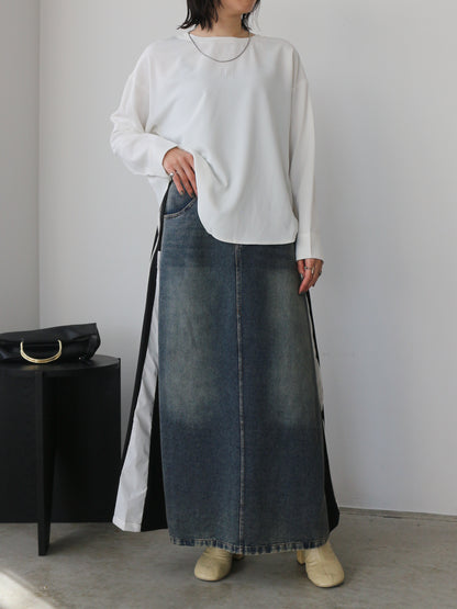 eru　カラーブロッキングデニムスカート