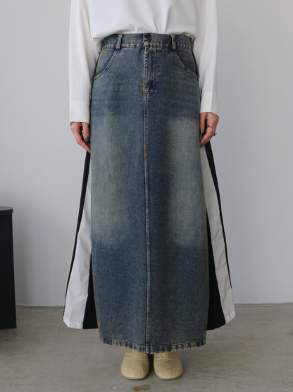 eru　カラーブロッキングデニムスカート
