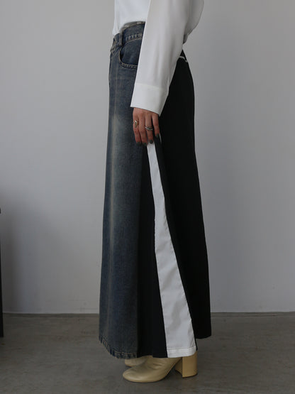 eru　カラーブロッキングデニムスカート