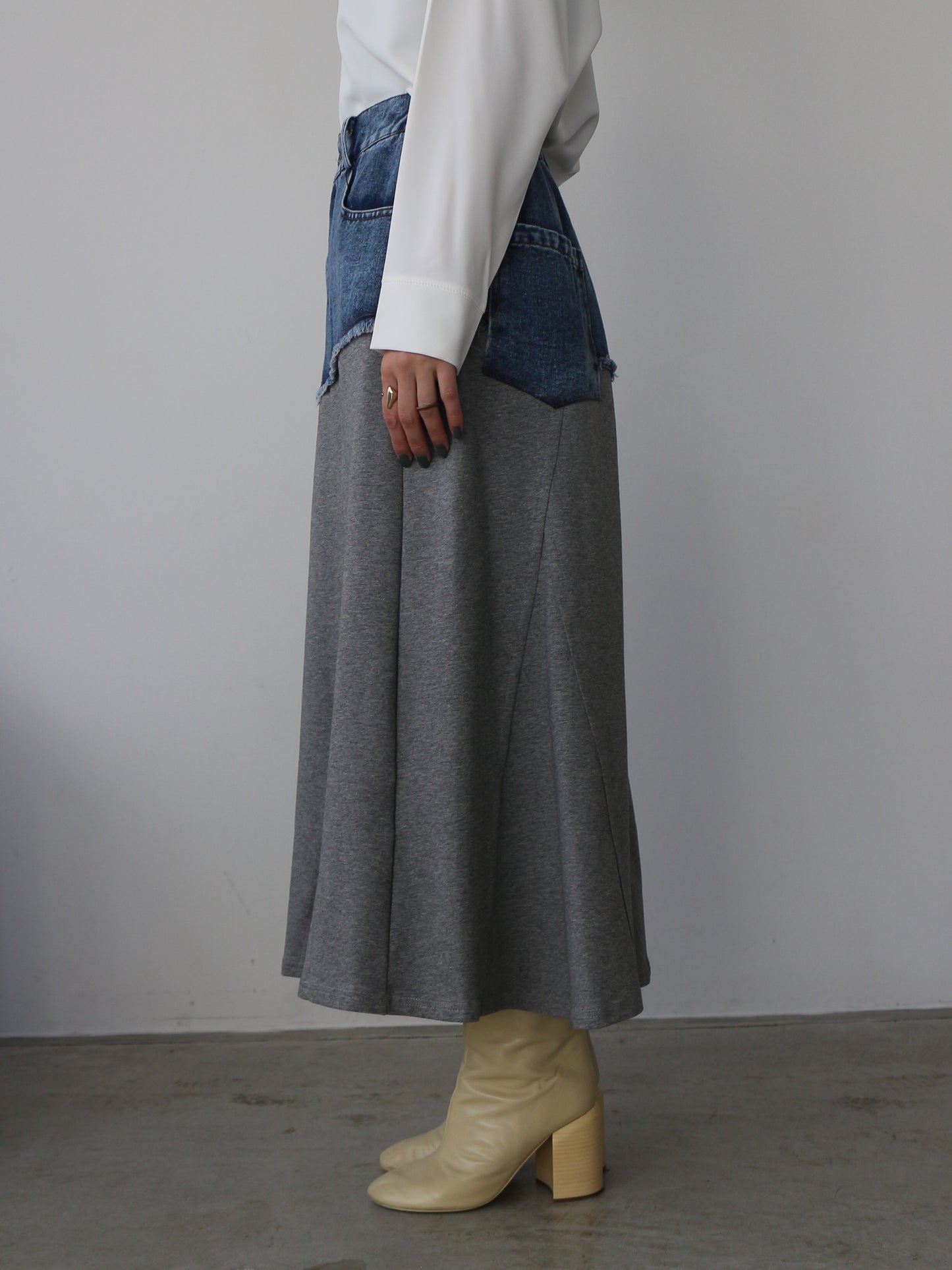 eru　ウェストデニム裏毛ドッキングスカート
