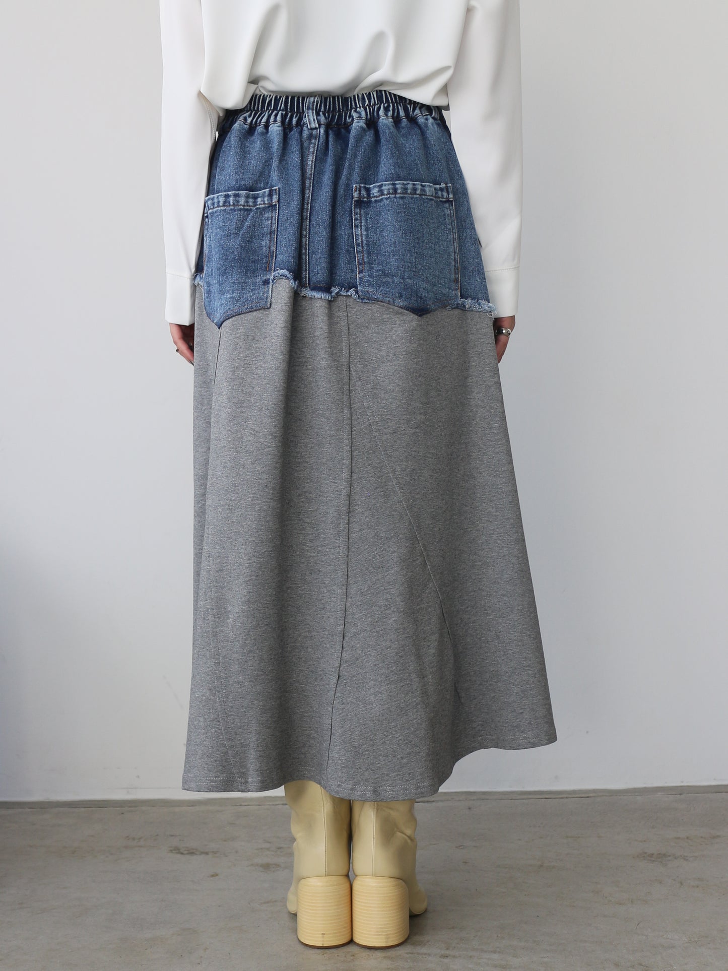 eru　ウェストデニム裏毛ドッキングスカート