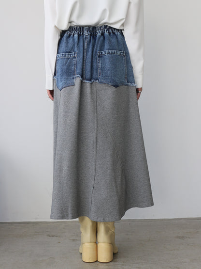 eru　ウェストデニム裏毛ドッキングスカート