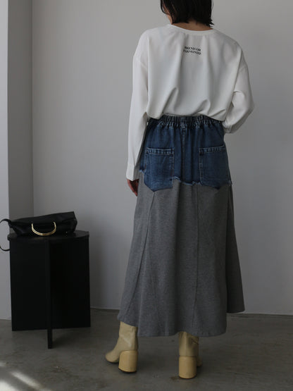 eru　ウェストデニム裏毛ドッキングスカート