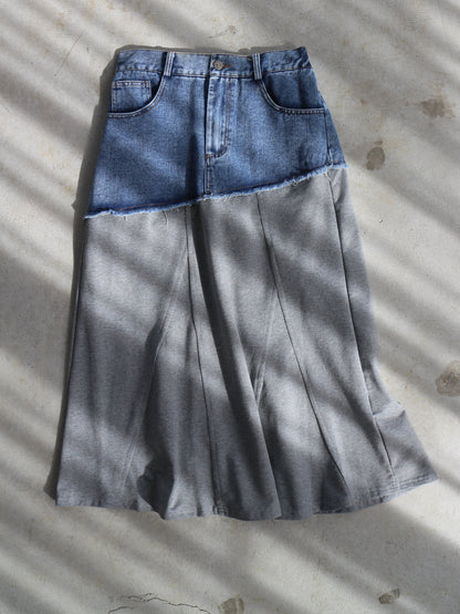 eru　ウェストデニム裏毛ドッキングスカート
